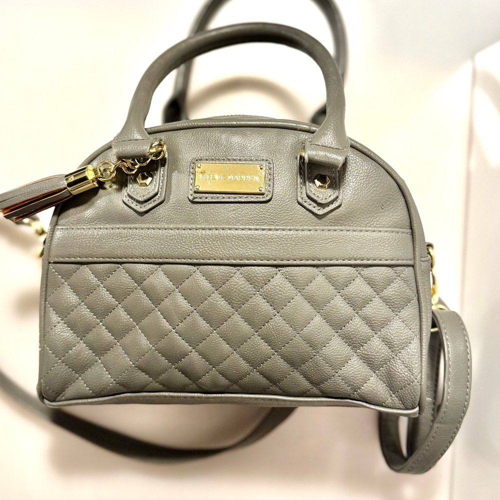 Steve Madden Gray Quilted Satchel with Dome Shape